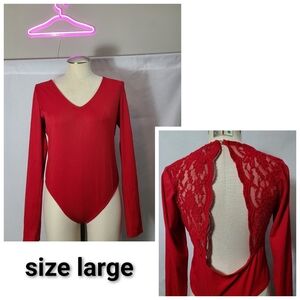 Revamped red body suit size large womens